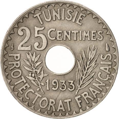 Tunisia 25 Centimes Coin | Ahmad II | KM260 | 1931 - 1938