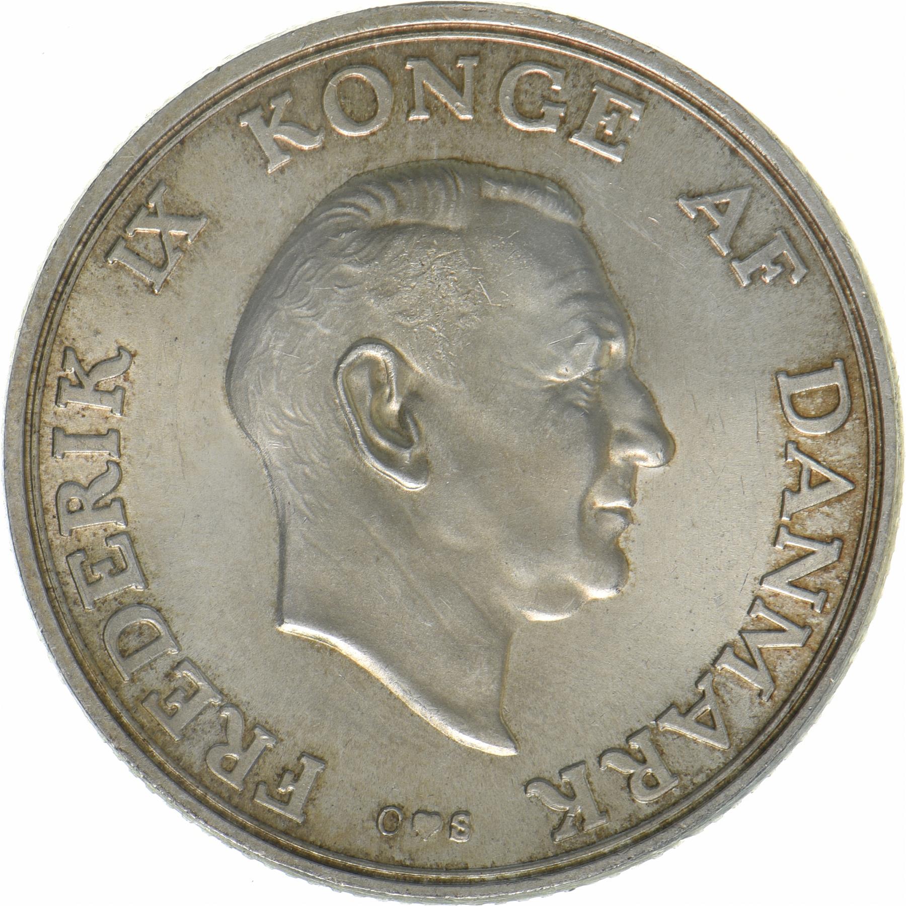 Denmark | 2 Kroner Coin | Silver | Princess Margrethe's 18th Birthday | KM:845 | 1958