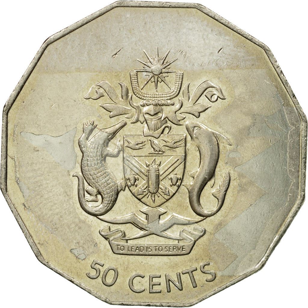 Îles Salomon | Pièce de 50 Cents | Elizabeth II | Écu et Armes des Salomon | Km : 29 | 1990 - 2005