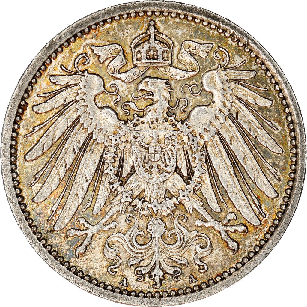 German Empire 1 Mark Coin | Deutsches Reich | Wilhelm II | Type 2 - Small Shield | KM14 | 1891 - 1916