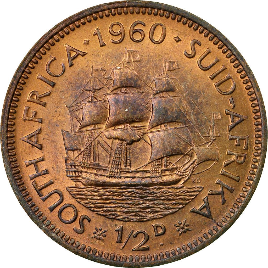 Moneta da 1/2 Penny Sudafrica | Ritratto di Elisabetta II 1° | KM45 | 1953 - 1960