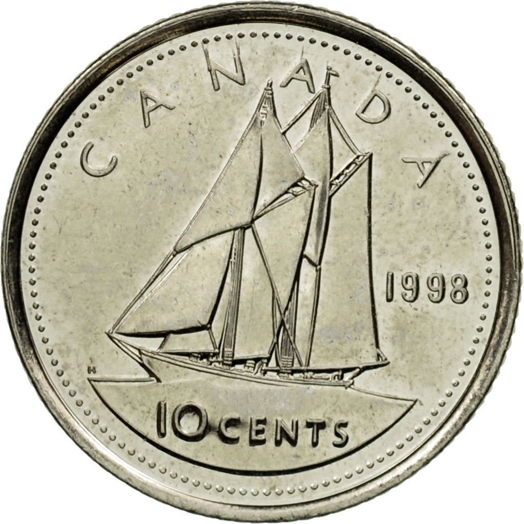 Canada | 10 Cents Coin | Nickel | 3rd portrait | KM:183 | 1990-2000