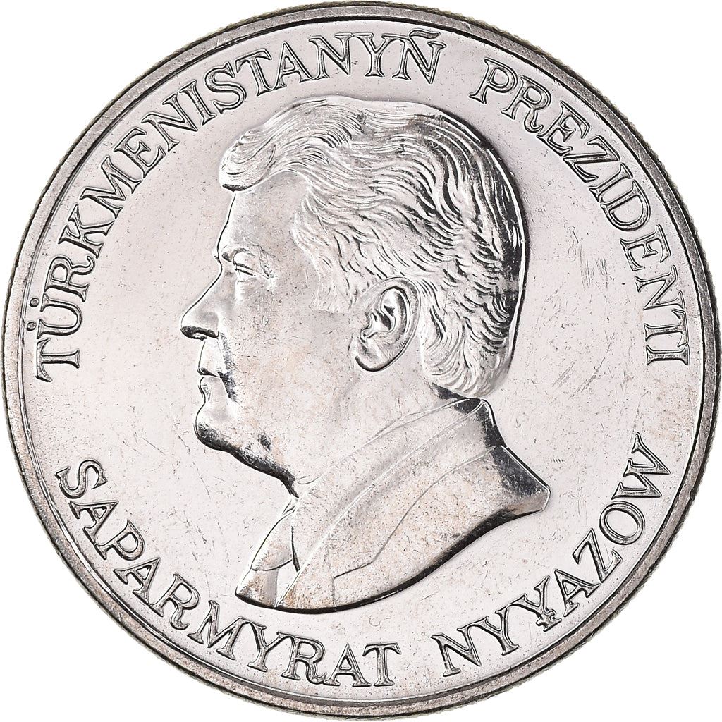 Moeda de 50 Tenne do Turcomenistão | Saparmurat Niyazov | Cornucópia | KM5 | 1993