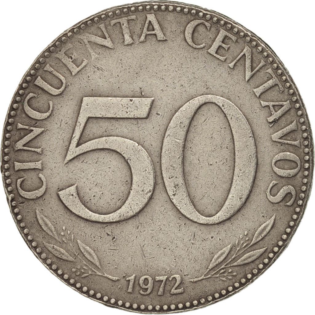 Bolivia | 50 Centavos | Nickel clad steel | Coat of Arms | KM:190 | 1965-1980