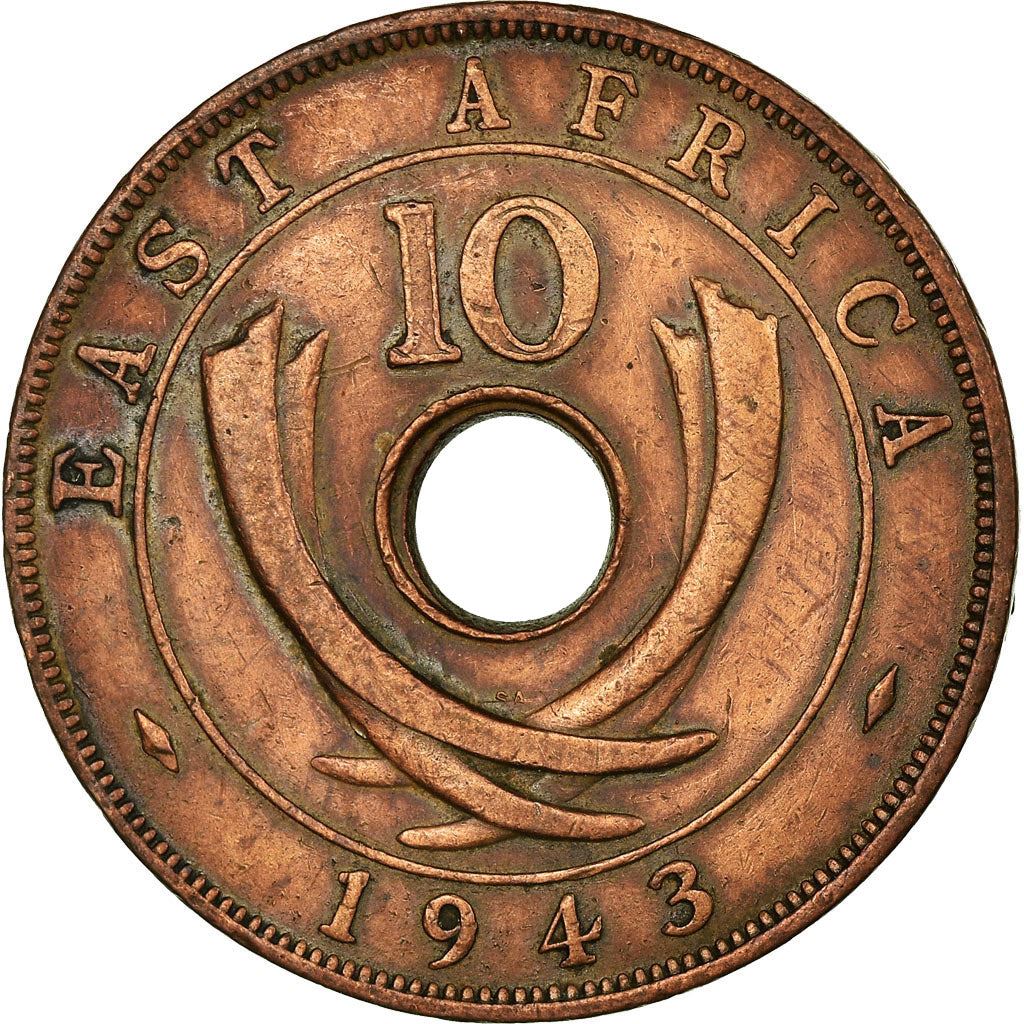 East Africa | 10 Cents Coin | Crown | Tusks | Km:26 | 1937 - 1945