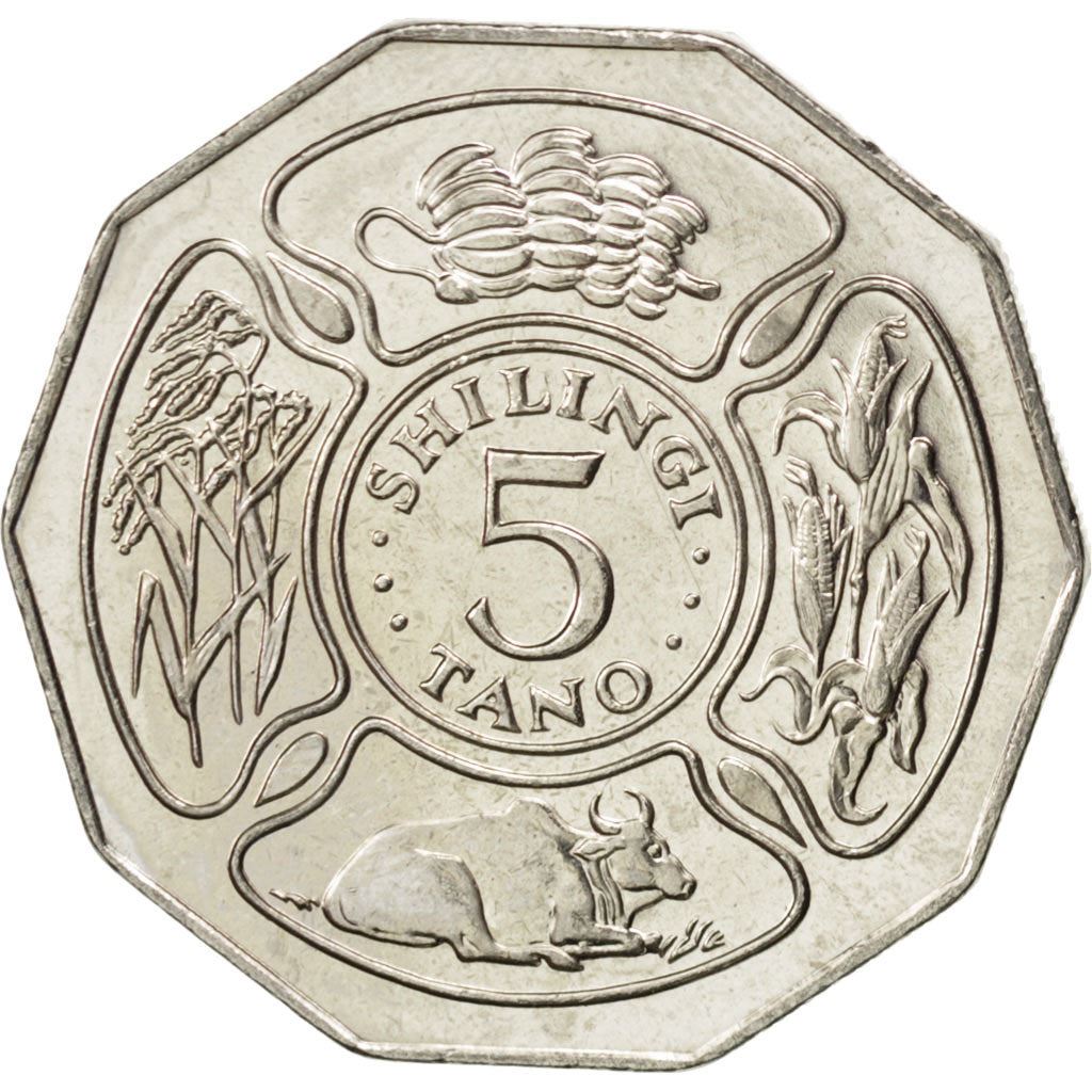 Tanzania | 5 Shilingi Coin | Cow | Corn | Km:23A | 1990 - 1993