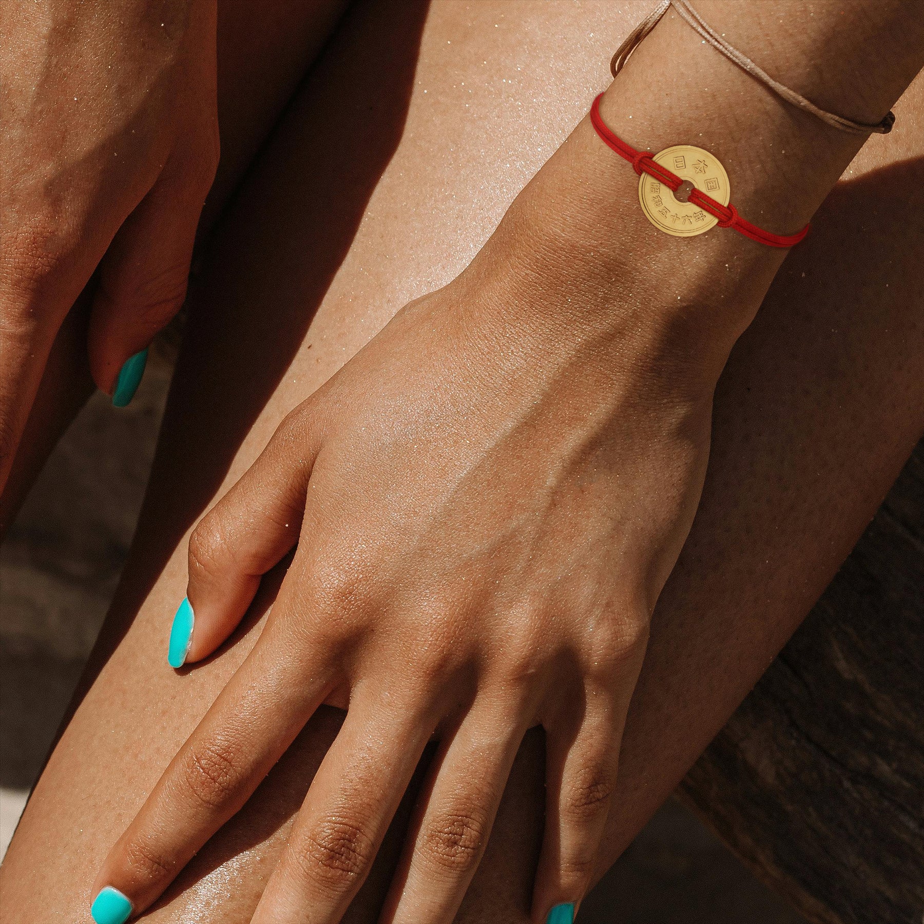 Good Luck Coin Bracelet | Red String Thread Wristband | Japan Coin 5 Yen | 18k Gold Plated Fortune Wealth & Protection