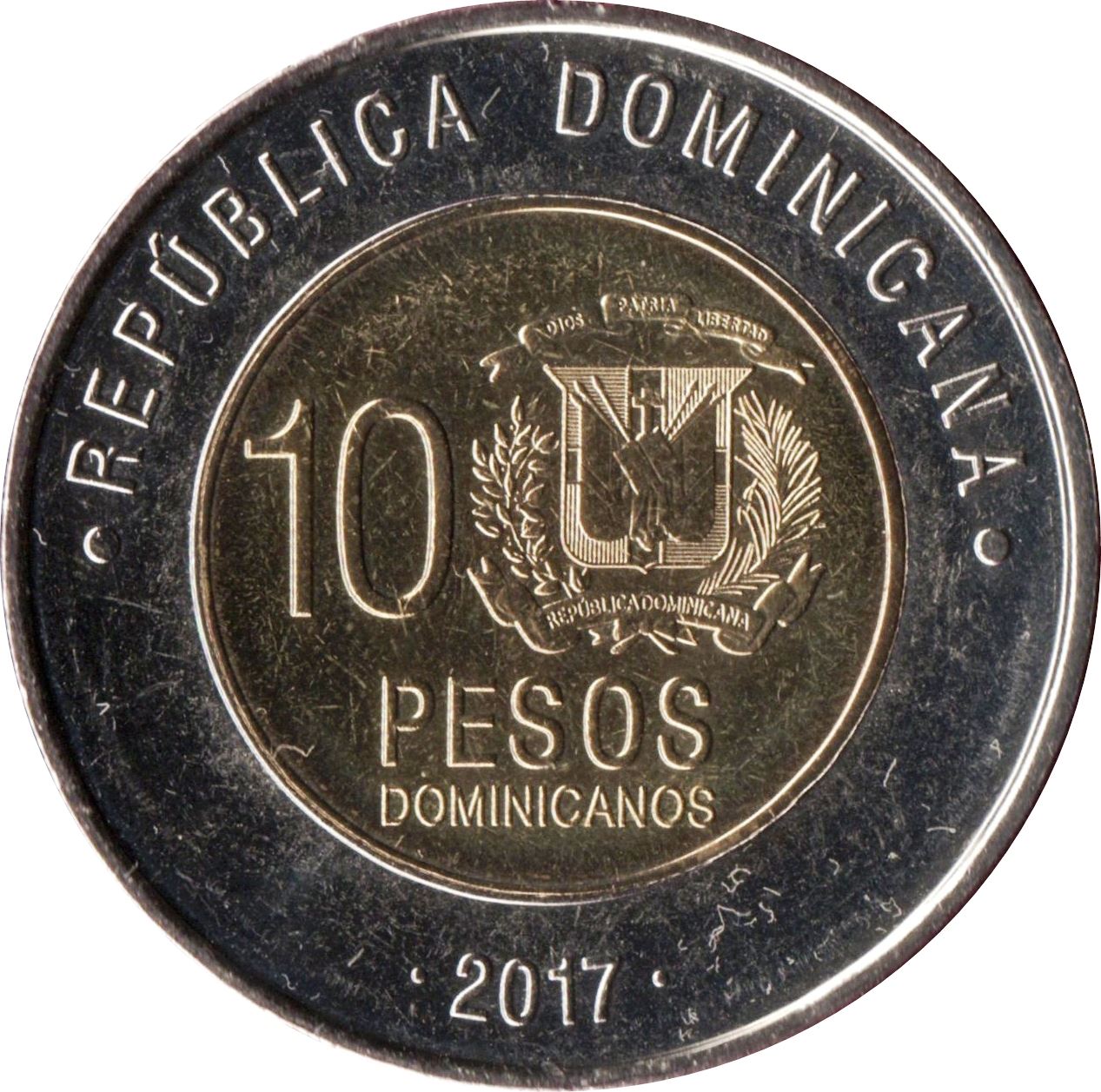 Dominican Republic 10 Pesos Coin | Matias Ramon Mella | 2017 - 2020