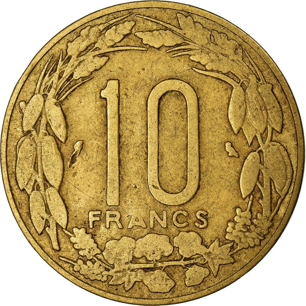 Central African States | 10 Francs Cfa Coin | Antelope | Crops | Km:2A | 1965 - 1972