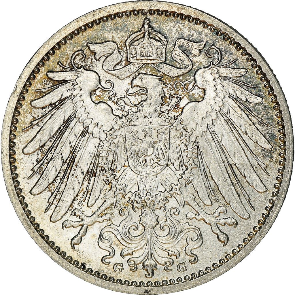 German Empire 1 Mark Coin | Deutsches Reich | Wilhelm II | Type 2 - Small Shield | KM14 | 1891 - 1916