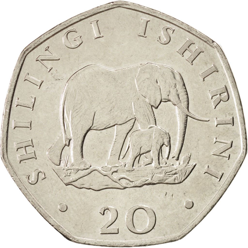 Tanzania | 20 Shilingi Coin | Elephant | Km:27.2 | 1992