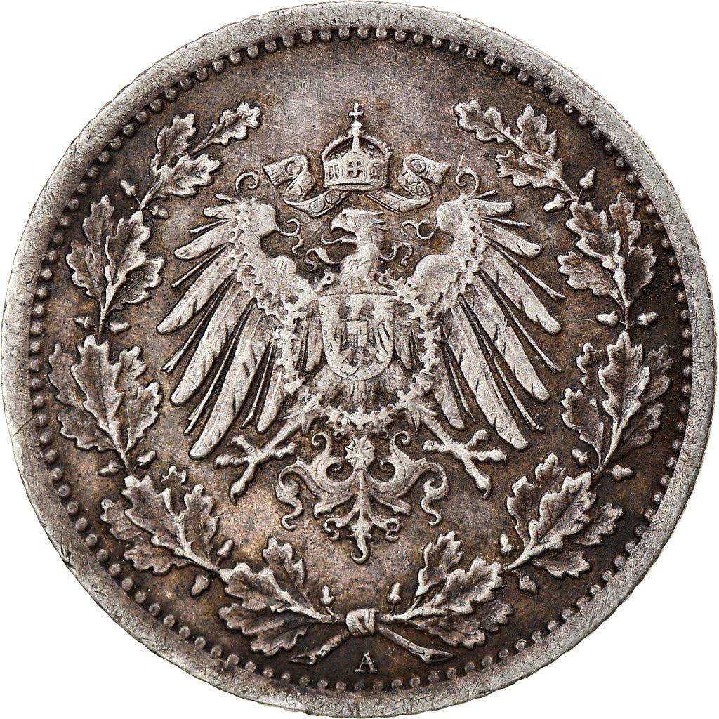 German Empire 1/2 Mark Coin | Deutsches Reich | Wilhelm II | Type 2 | KM17 | 1905 - 1919