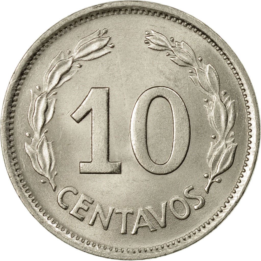 Ecuador | 10 Centavos | Nickel clad steel | Coat of Arms | KM:76c | 1964-1972