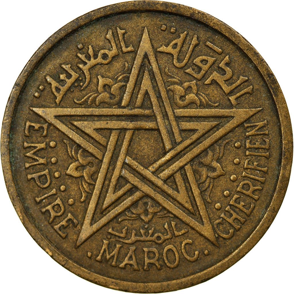 Morocco | 2 Francs Coin | Sharifian Sultanate | Sultan Mohammed V | Pentagram | Y:42 | 1945