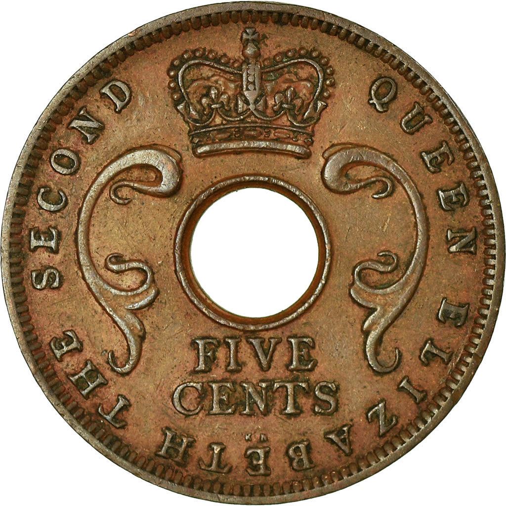 East Africa | 5 Cents Coin | Crown | Tusks | Km:37 | 1955 - 1963