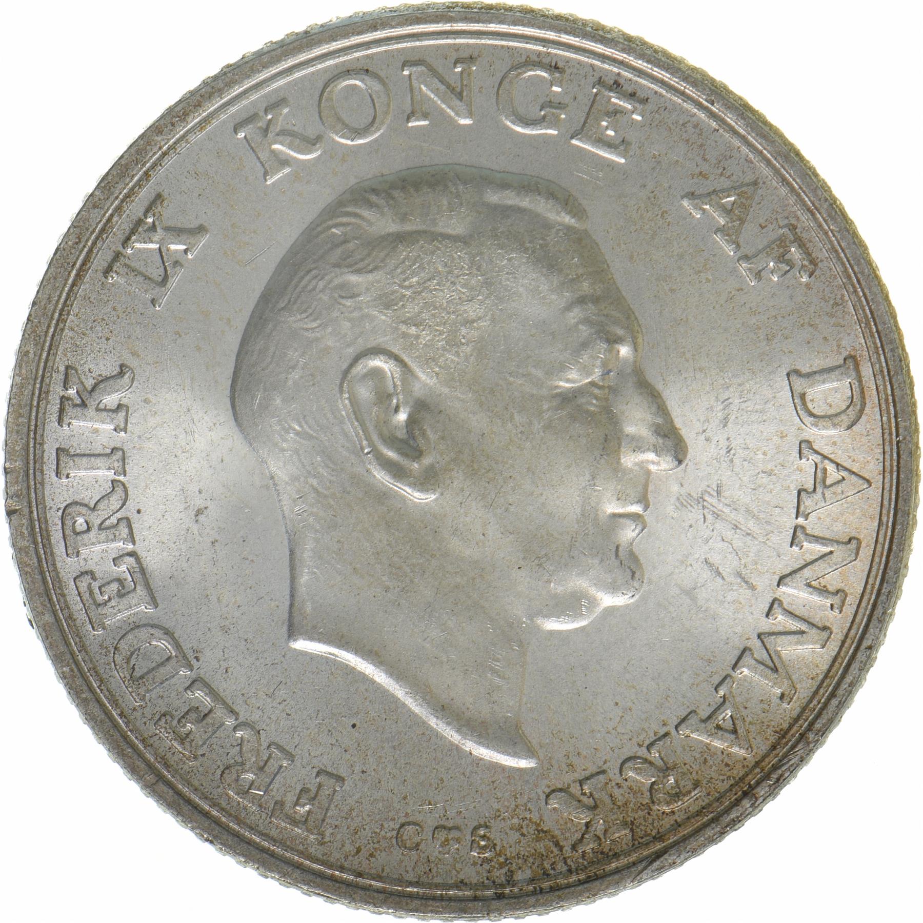 Denmark | 2 Kroner Coin | Silver | Princess Margrethe's 18th Birthday | KM:845 | 1958