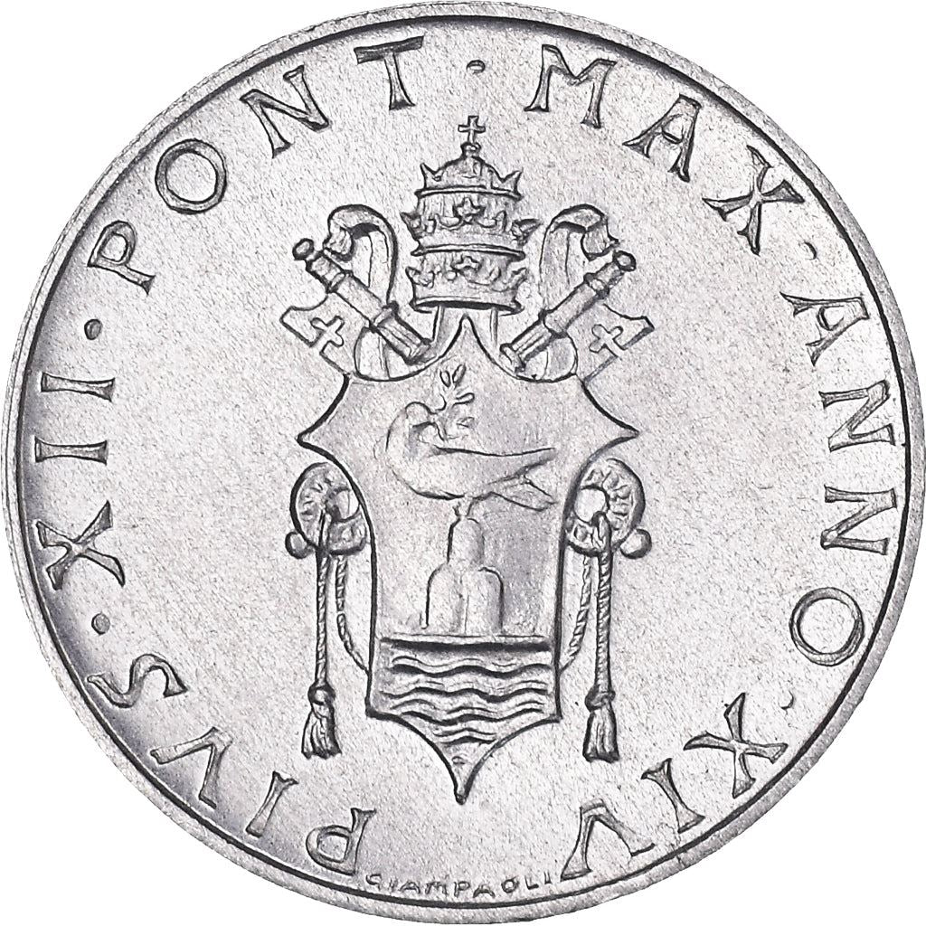Vatican City | 1 Lira Coin | Pius XII | Km:49 | 1951 - 1958
