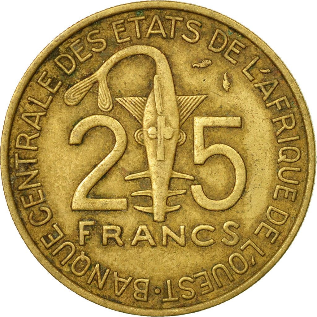 Western African States | 25 Francs Cfa Coin | Emblem of Central Bank | Gazelle | Km:5 | 1970 - 1979