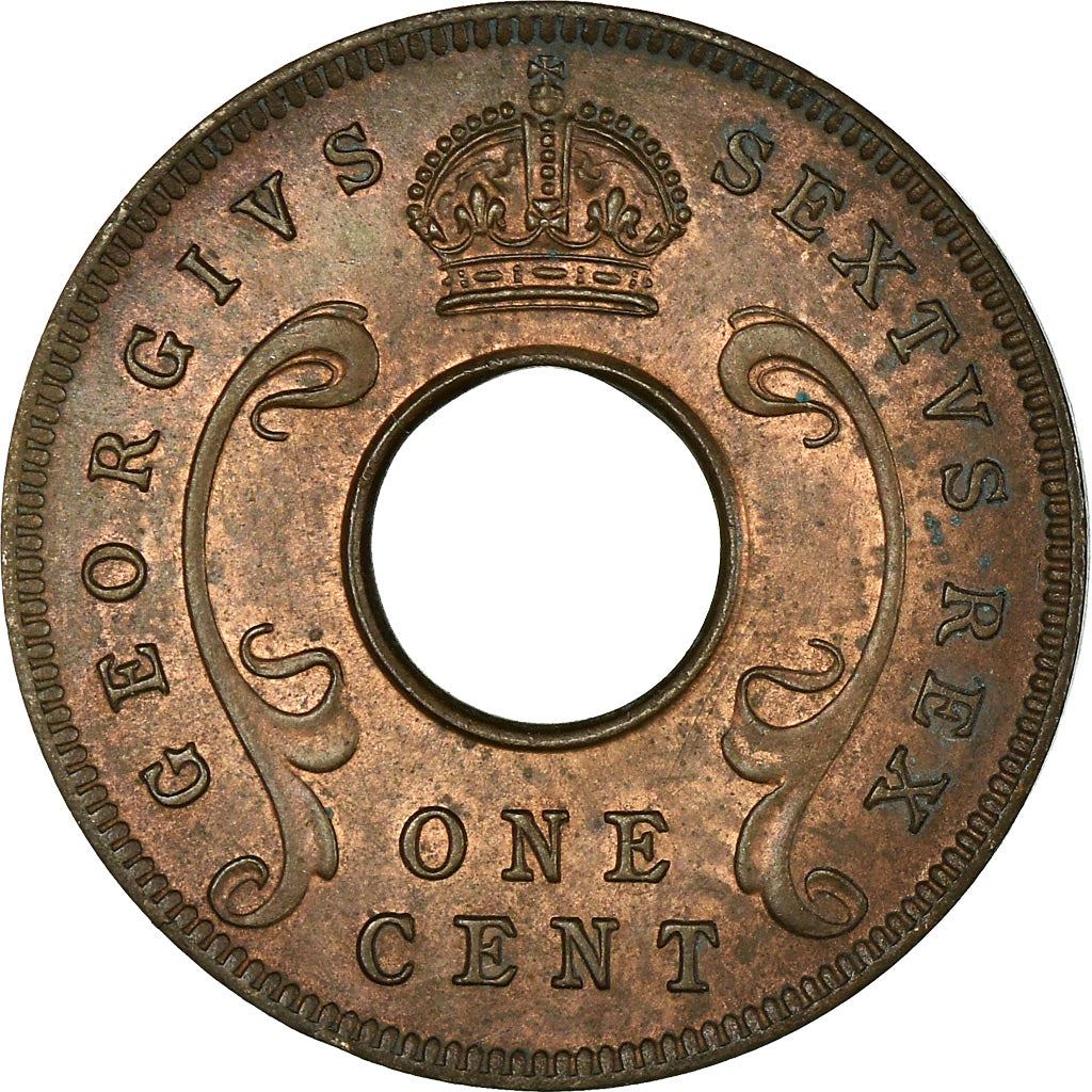 East Africa | 1 Cent Coin | Crown | Tusks | Km:32 | 1949 - 1952