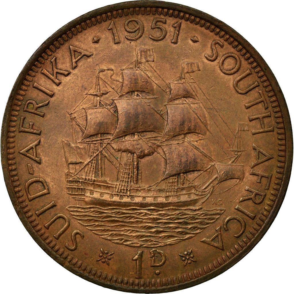 South Africa 1 Penny Coin | George VI SUID AFRIKA - SOUTH AFRICA | KM34.2 | 1951 - 1952