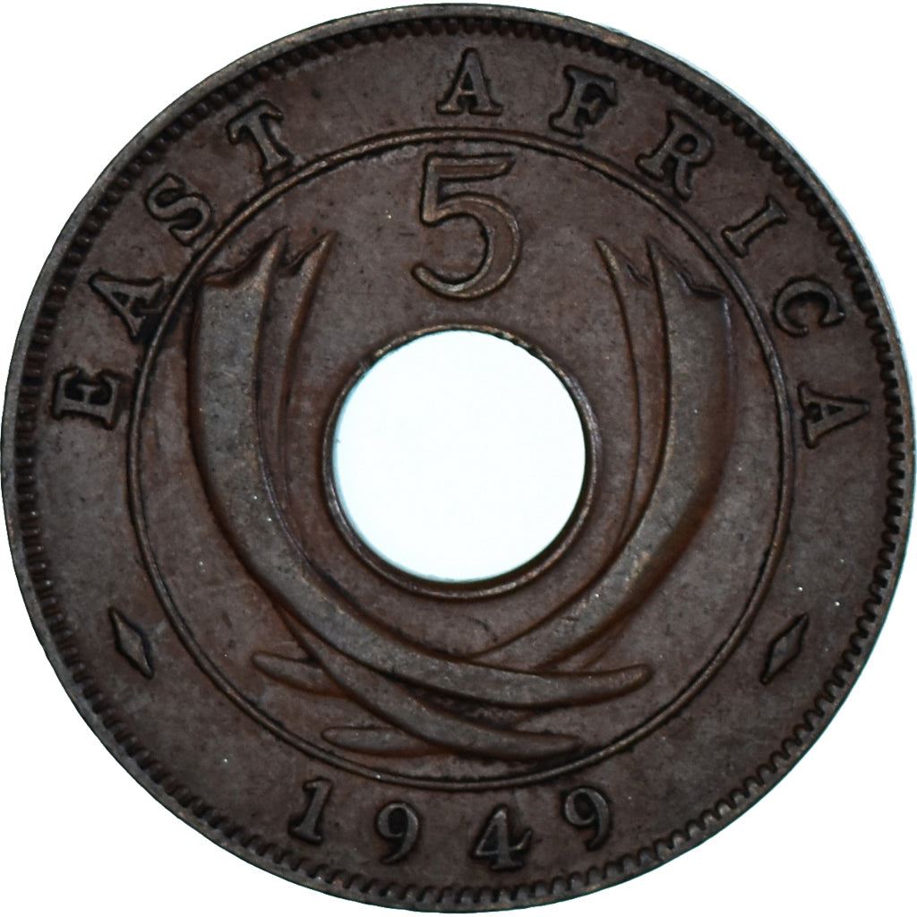 East Africa | 5 Cents Coin | Crown | Tusks | Km:33 | 1949 - 1952