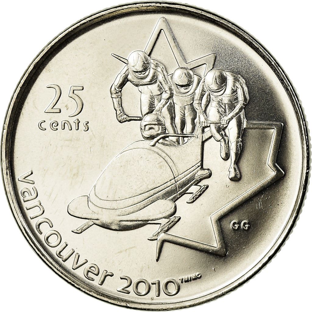 Canada | 25 Cents Coin | Nickel plated steel | Bobsleigh | KM:841 | 2008