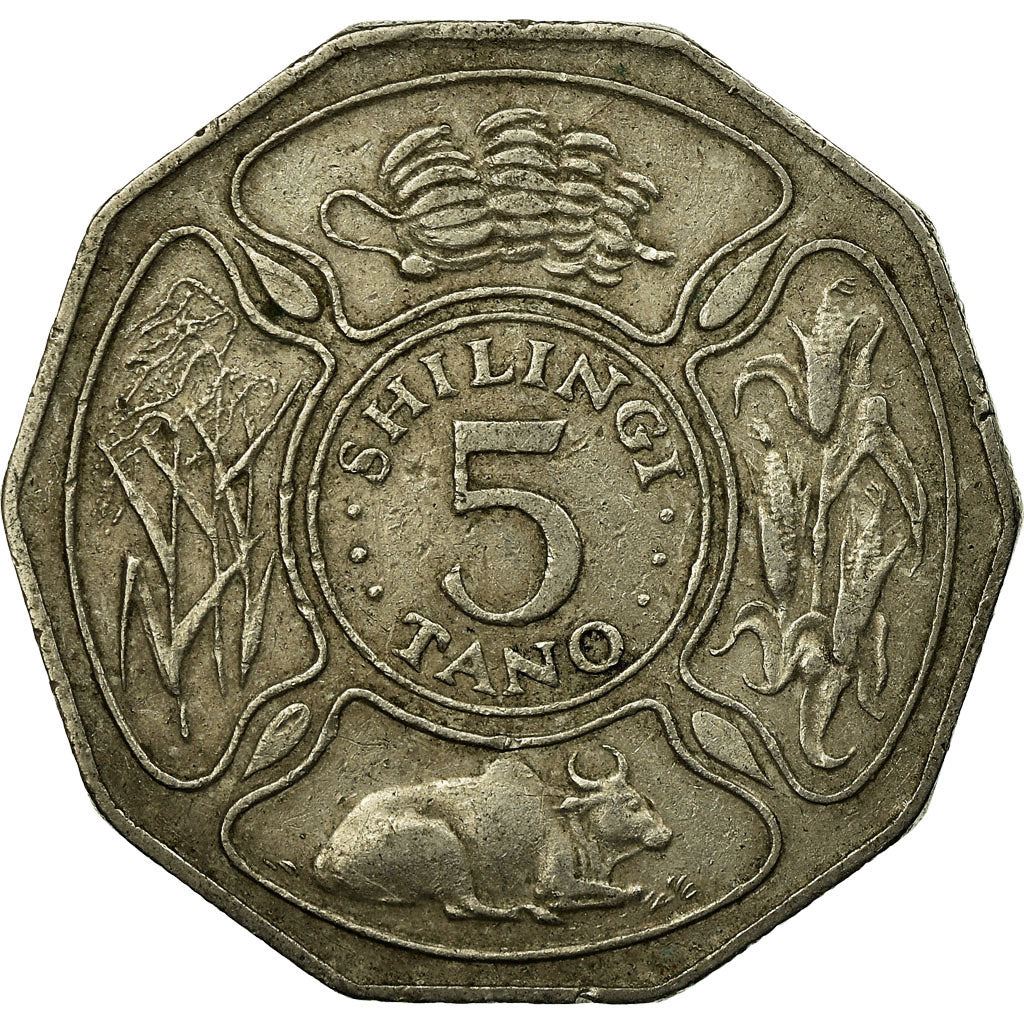 Tanzania | 5 Shilingi Coin | Bananas | Maize | Cattle | Grains | Km:23 | 1987 - 1989