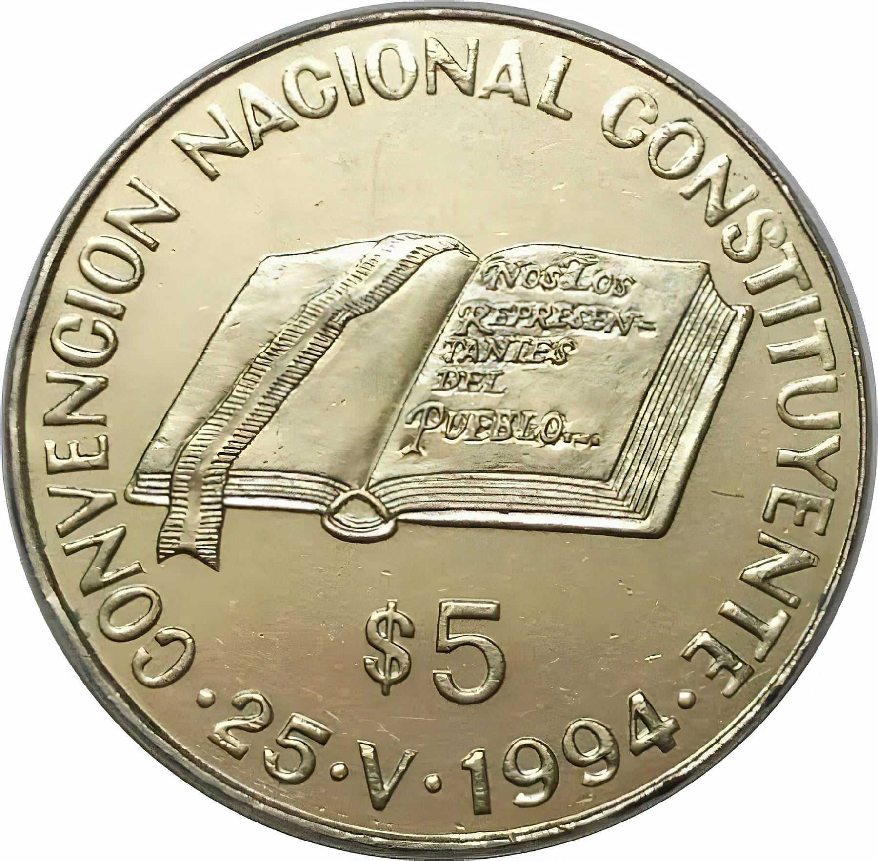 Argentina 5 Pesos Coin | National Constitution Convention | Santa Fe | 1994