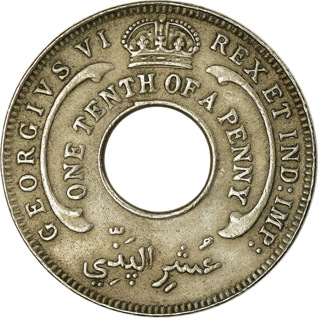 British West Africa | 1/10 Penny Coin | Crown | Hexagram | Km:20 | 1938 - 1947