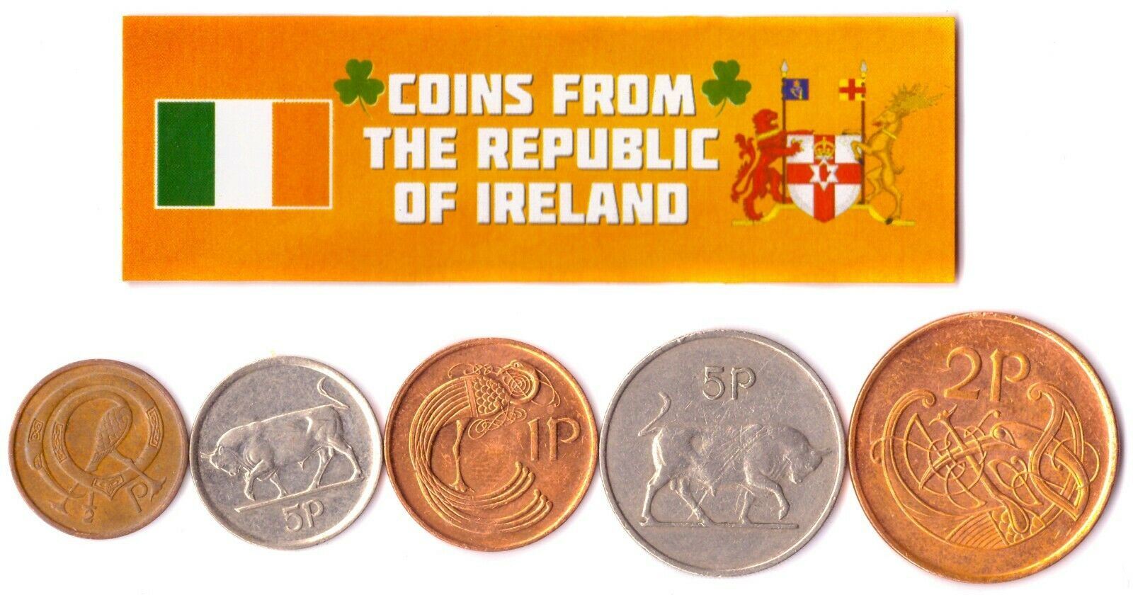 5 Different Coins From Ireland | Pence - 10 Pence | 1951 - 2001