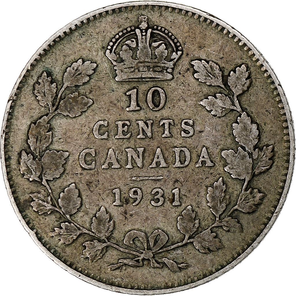 Canada | 10 Cents Coin | Silver | Crown | Wreath | KM:23a | 1920-1936