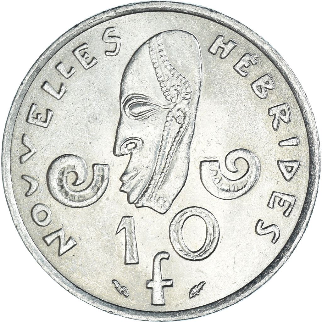 New Hebrides | 10 Francs Coin | Marianne | Native Mask | Snails | Km:2.2 | 1973 - 1982