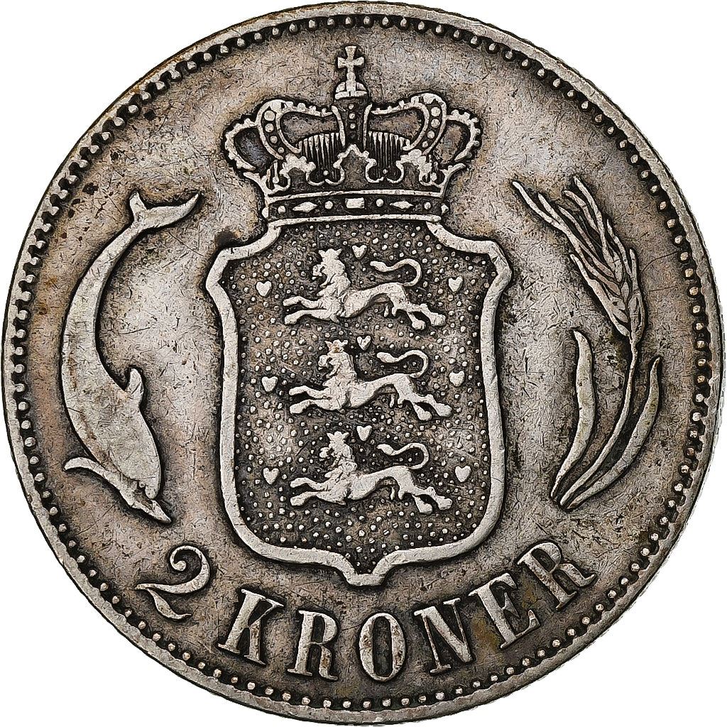 Denmark | 2 Kroner Coin | Christian IX | Km:798 | 1875 - 1899