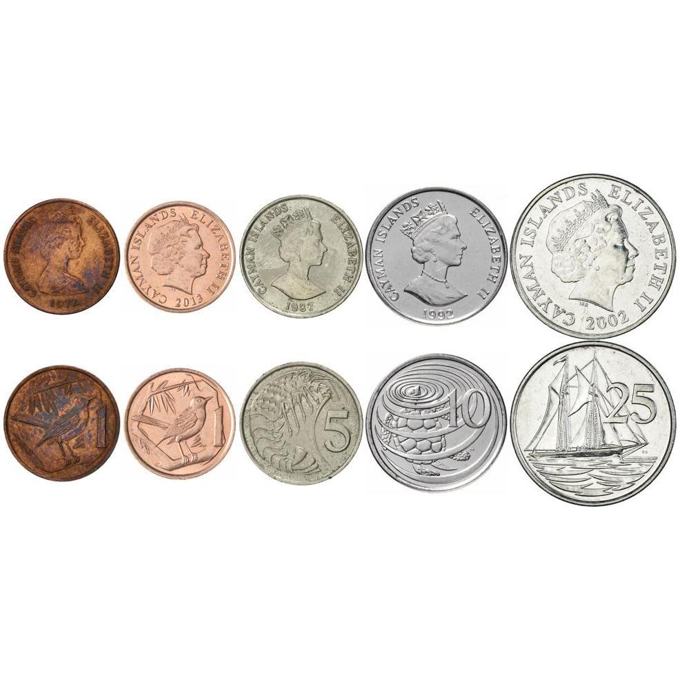 5 Mixed Coins From the Cayman Islands | 1 - 25 Cents | 1972 - 2019