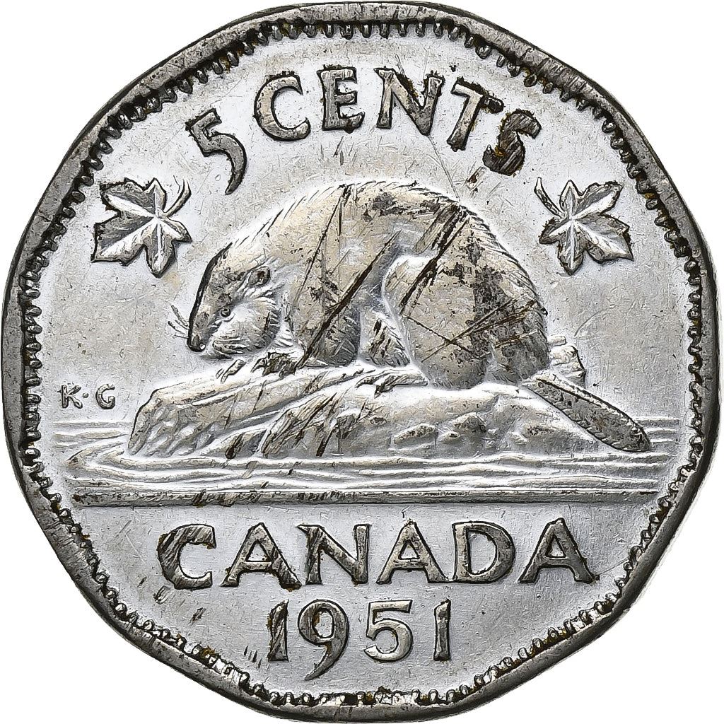 Canada | 5 Cents Coin | Chromium plated steel | steel | KM:42a | 1951-1952