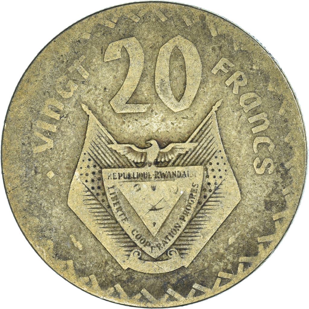 Rwanda | 20 Francs Coin | Banana Tree | Km:15 | 1977