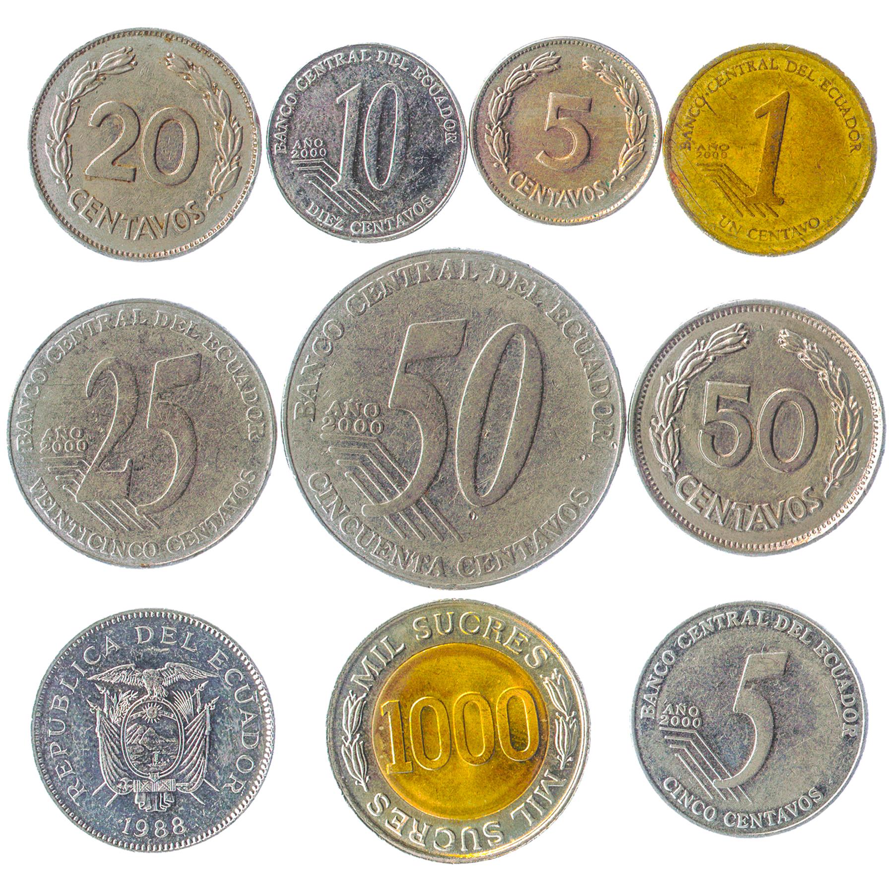Ecuador 10 Mixed Coins Sucre | 1964 - 2003