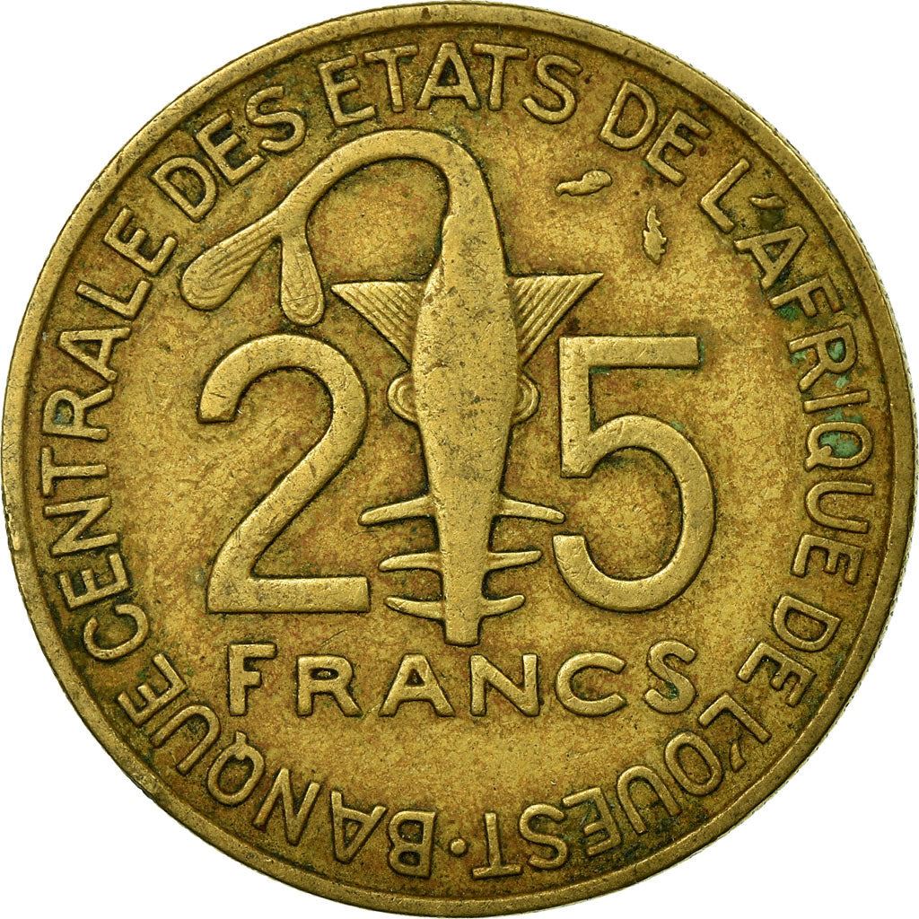 Western African States | 25 Francs Cfa Coin | Emblem of Central Bank | Gazelle | Km:5 | 1970 - 1979