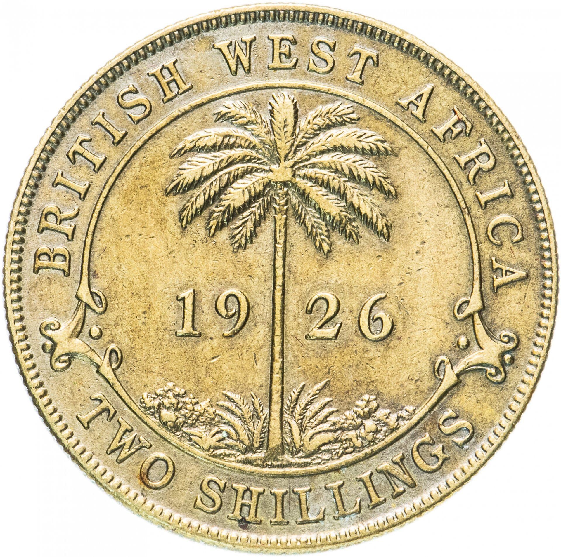 British West Africa | 2 Shillings Coin | Palm Tree | George V | KM:13b | 1920 - 1936