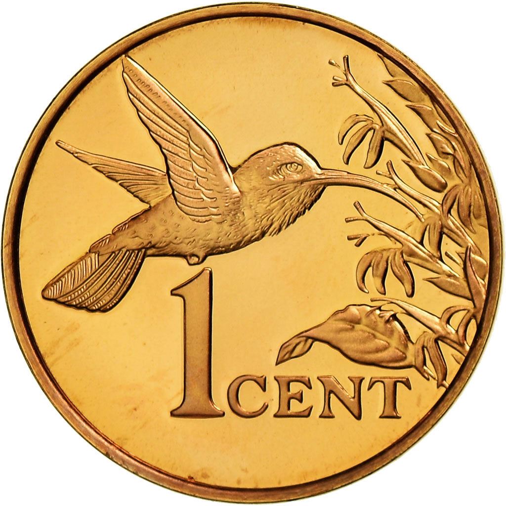 Trinidad and Tobago 1 Cent Coin | Queen Elizabeth II | Hummingbird | KM25 | 1974 - 1976