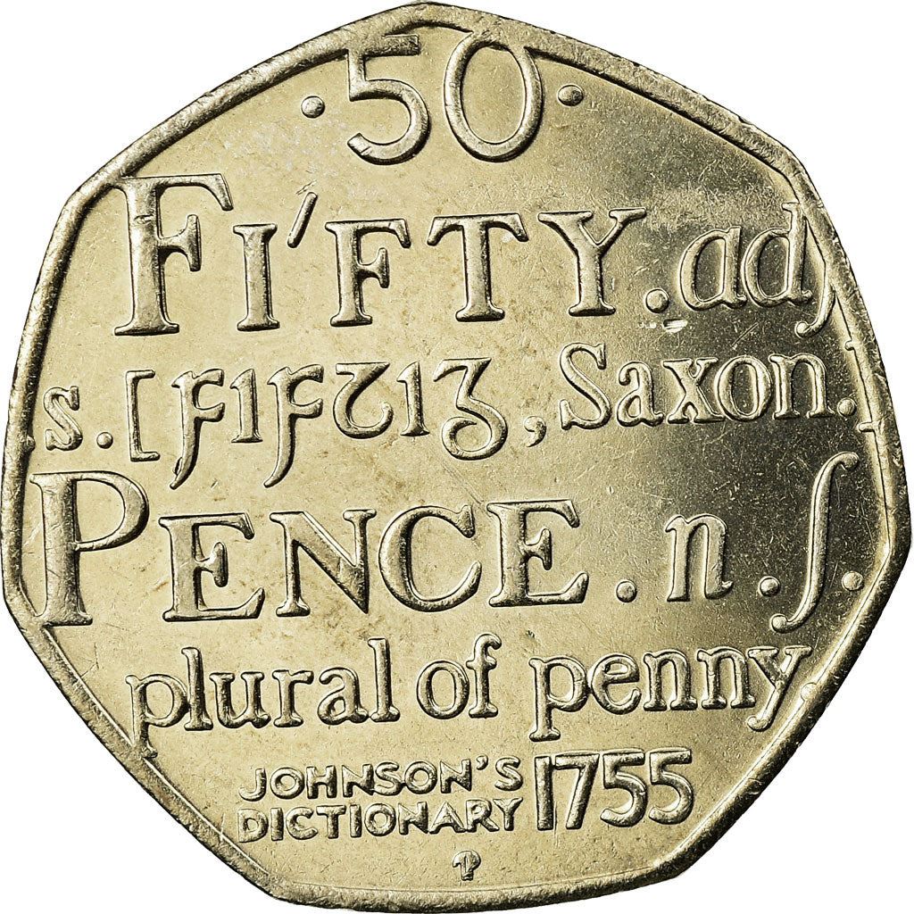 United Kingdom | 50 Pence Coin | Johnson's Dictionary | Km:1050 | 2005 - 2009
