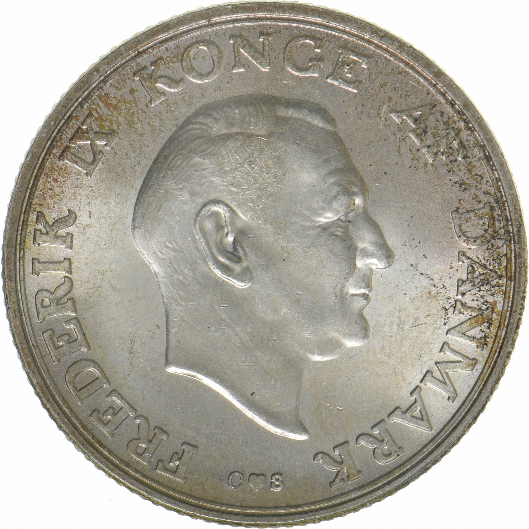 Denmark | 2 Kroner Coin | Silver | Princess Margrethe's 18th Birthday | KM:845 | 1958