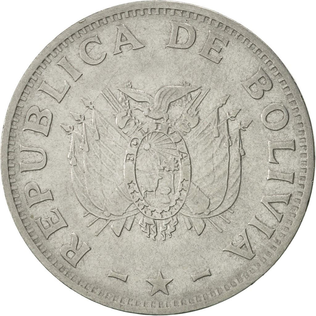 Bolivia | 1 Boliviano Coin | Stainless steel | Coat of Arms | KM:205 | 1987-2008