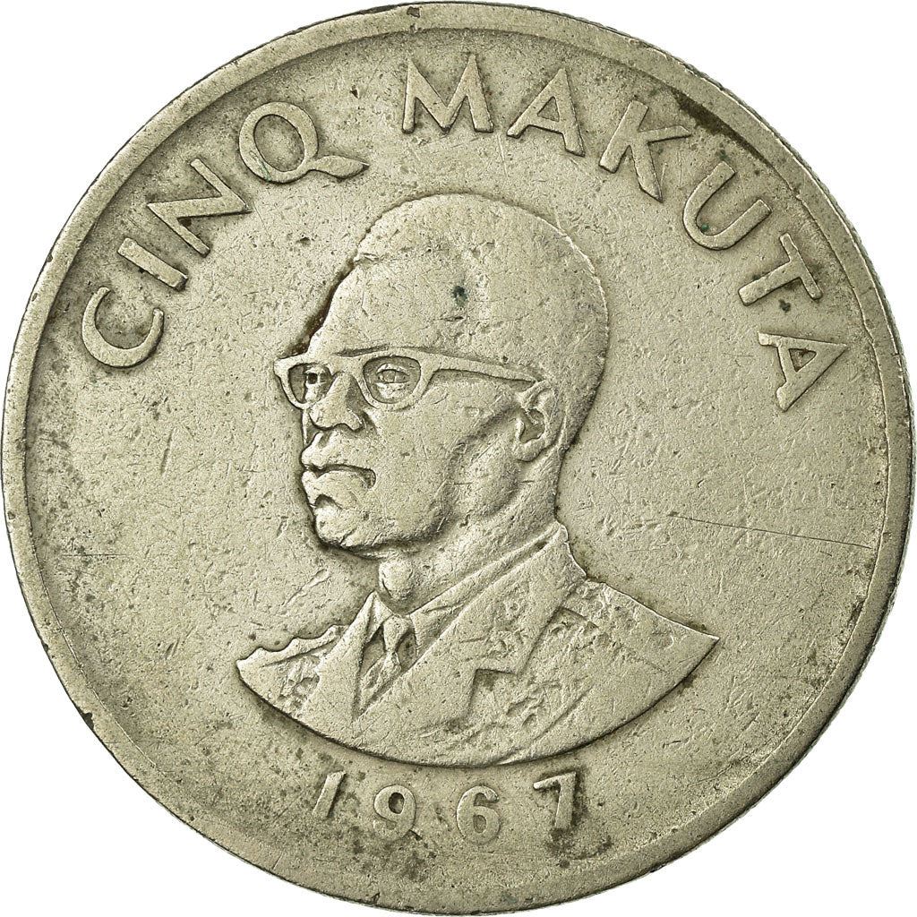 Congo-Leopoldville | 5 Makuta Coin | Mobutu Sese Seko | Km:9 | 1966 - 1977
