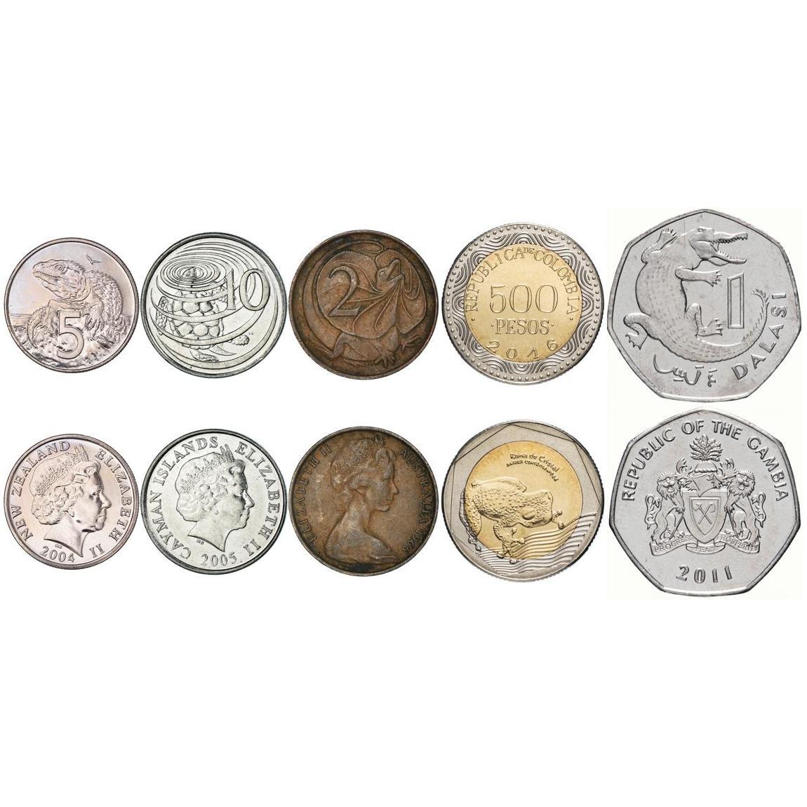 Coins With Different Reptiles And Amphibians | Crocodiles, Alligators, Turtles, Tortoises, Lizards and More