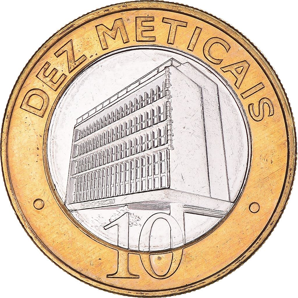 Mozambique | 10 Meticais Coin | Bank Building | KM140 | 2006 - 2012