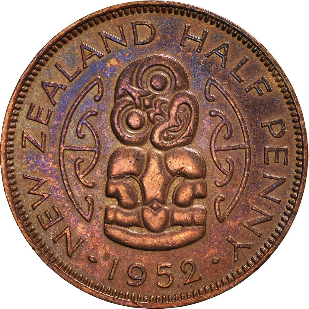 New Zealand | 1/2 Penny Coin | George VI | Hei-Tiki Pendant | Km:20 | 1949 - 1952