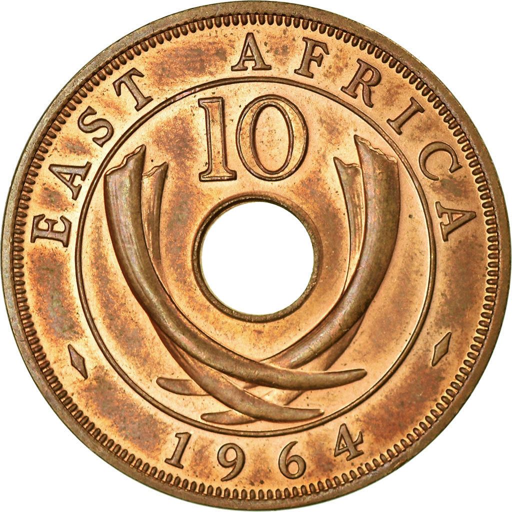 East Africa | 10 Cents Coin | Tusks | Fleurs | Km:40 | 1964