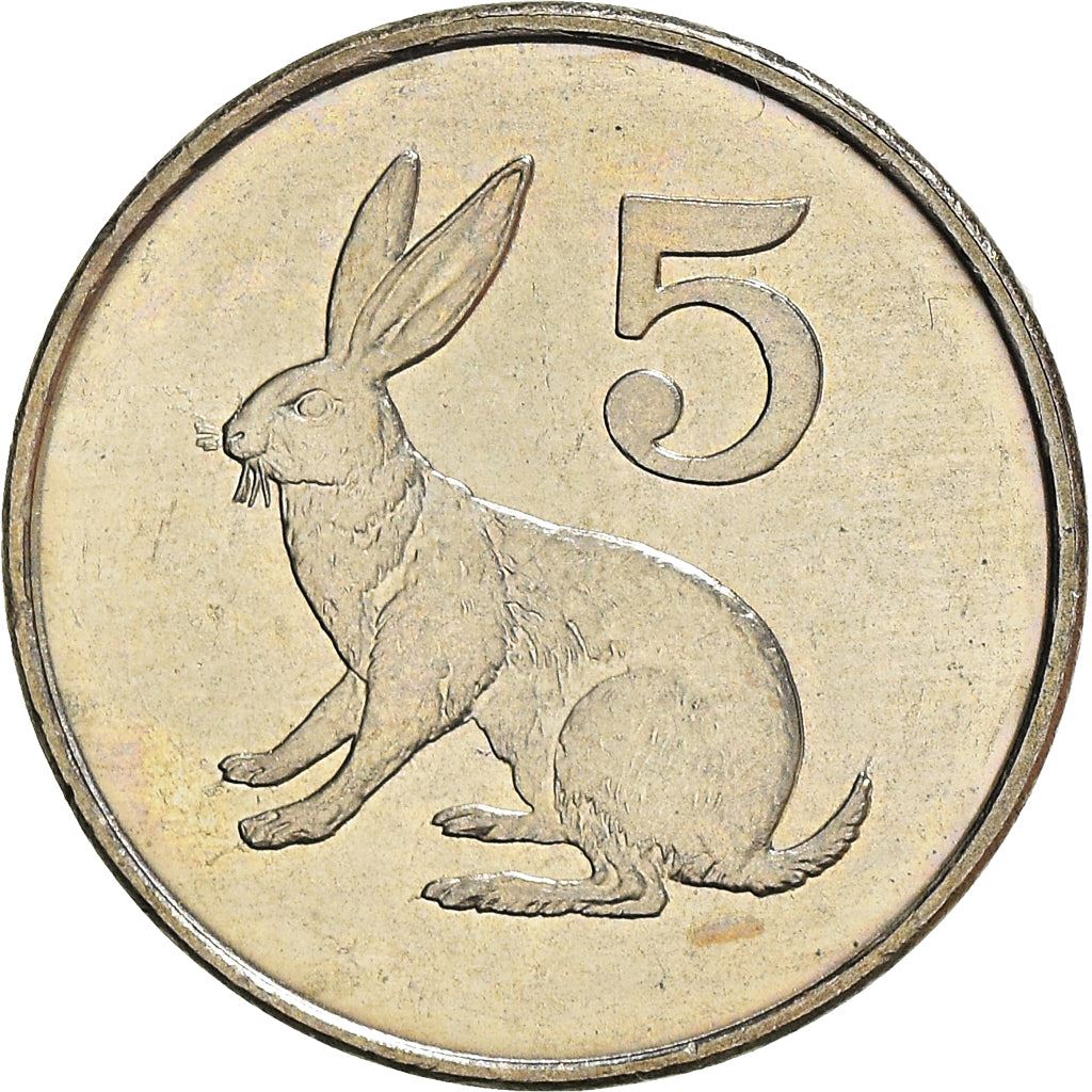 Zimbabwe | 5 Cents Coin | Bateleur Eagle | Scrub Hare | KM2 | 1980 - 1999