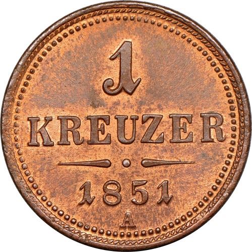 Austrian Empire | 1 Kreuzer Coin | Imperial Eagle | Km:2185 | 1851